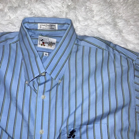 Walt Disney World Long Sleeve Button Up Dress Shirt Mens XL Mickey Mouse Embroid - Picture 5 of 6
